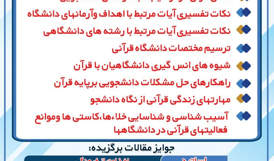 فراخوان مقاله و ایده پردازی قرآنی ویژه دانشگاهیان دانشگاه های استان