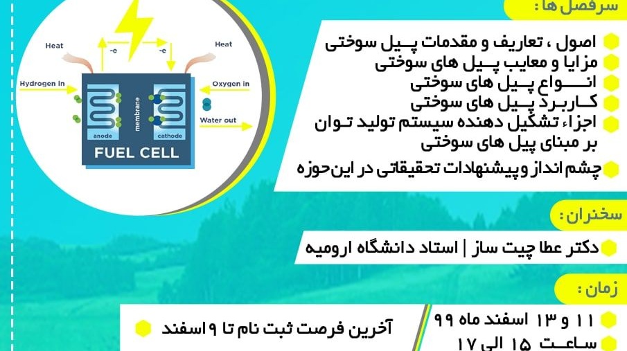 معاونت فرهنگی و اجتماعی دانشگاه ارومیه برگزار می کند: وبینار آموزشی آشنایی با فناوری پیل سوختی