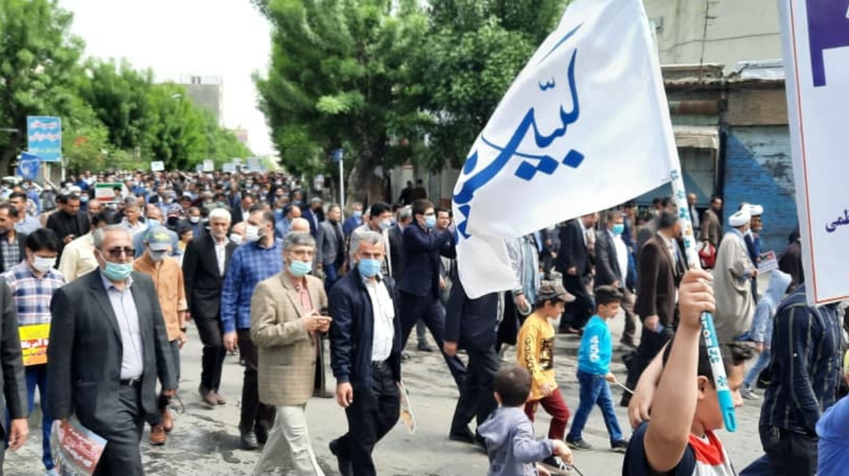 حضور دانشگاهیان مرکز آموزش عالی شهید باکری میاندوآب در راهپیمایی روز جهانی قدس 1401 (به روایت تصویر)