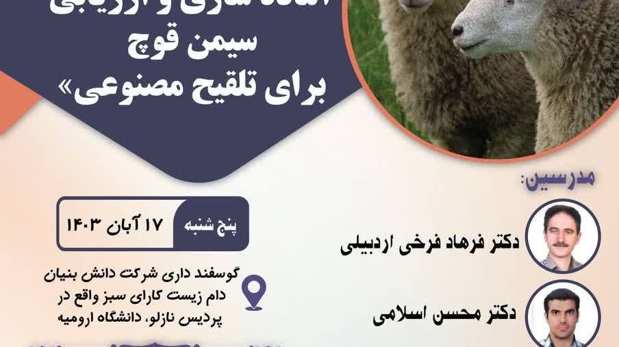 کارگاه تئوری-عملی: «روش‌های اخذ، آماده سازی و ارزیابی سیمن قوچ برای تلقیح مصنوعی»
