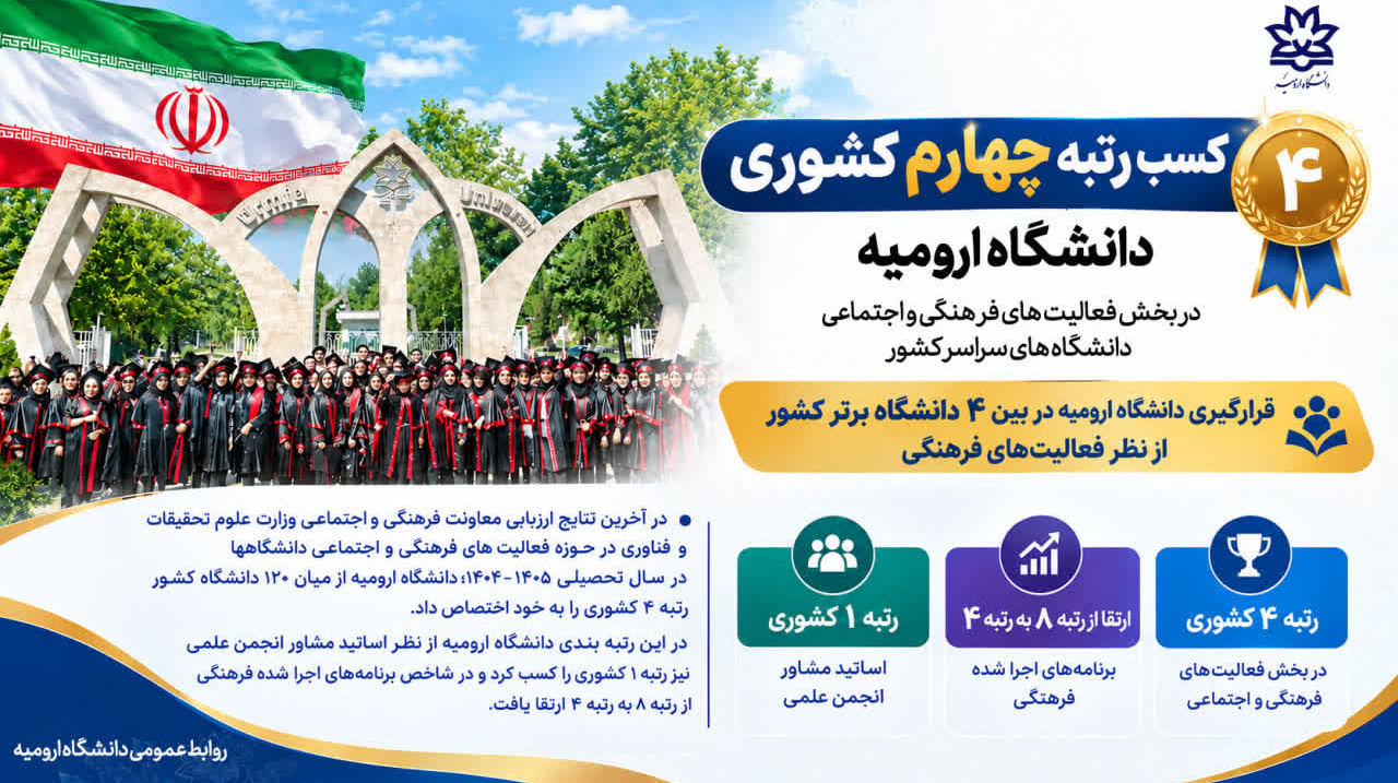 رتبه چهارم کشوری دانشگاه ارومیه